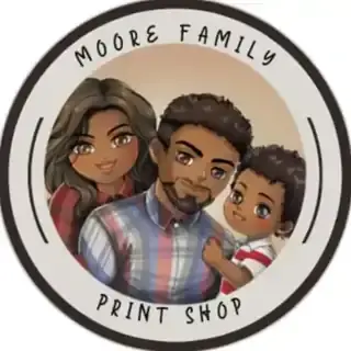 Illustrated Moore Family Print Shop family logo